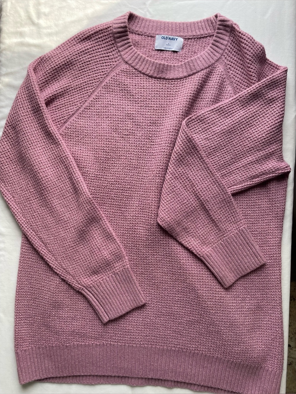 Old Navy Mauve-Pink Waffle Crewneck Sweater
